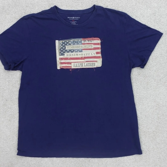 Denim & Supply Ralph Lauren Men's US Flag Shirt | Blue | Medium | Short Sleeve - Picture 1 of 5
